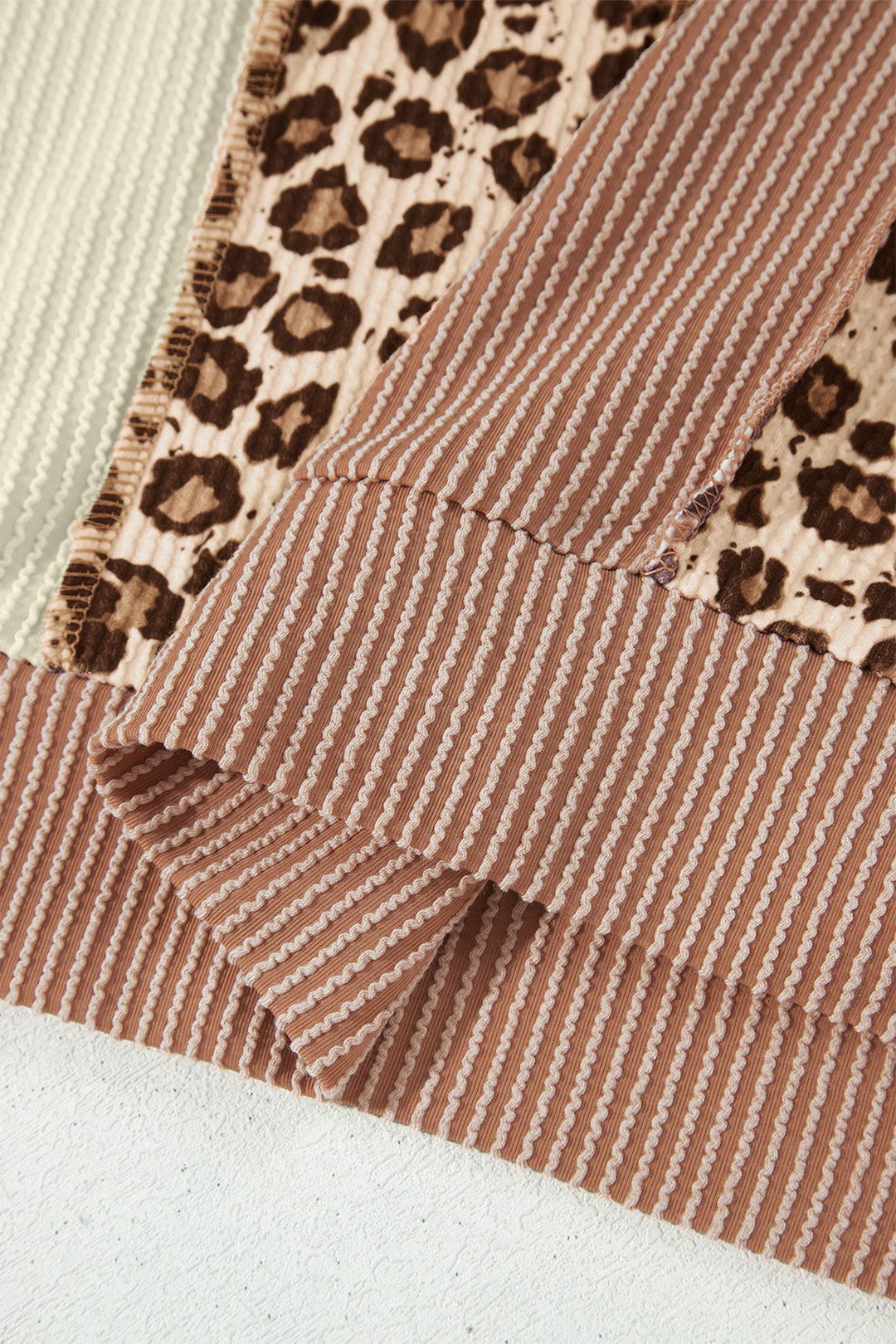 DUNE Leopard Print Colorblock Ribbed Knit Top