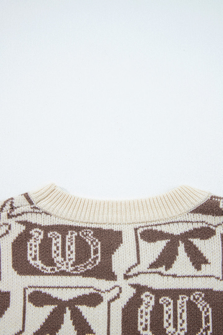 Bows & Horseshoes Pattern Western Fashion Print Sweater