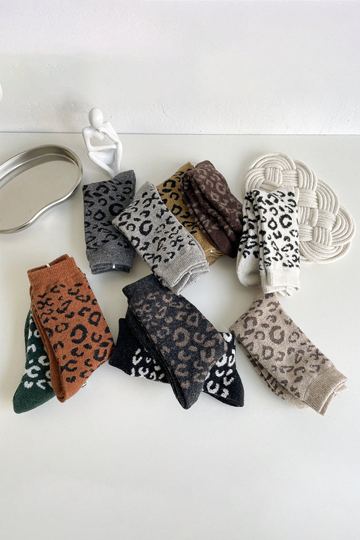 Schlauchsocken mit Leopardenmuster und geripptem Rand