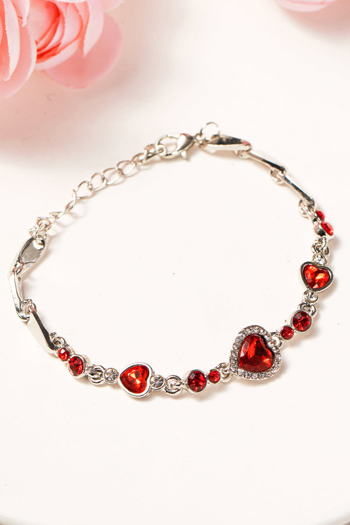 Bracelet tendance Saint-Valentin en forme de cœur avec pierres précieuses