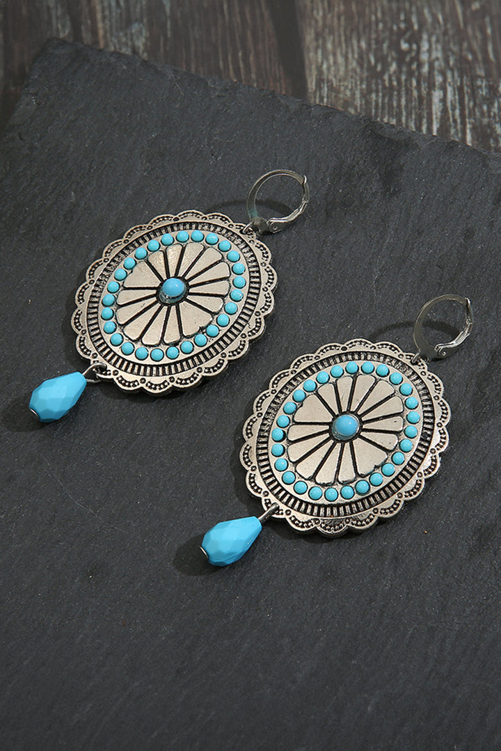 Boucles d'oreilles pendantes turquoise rétro occidentales