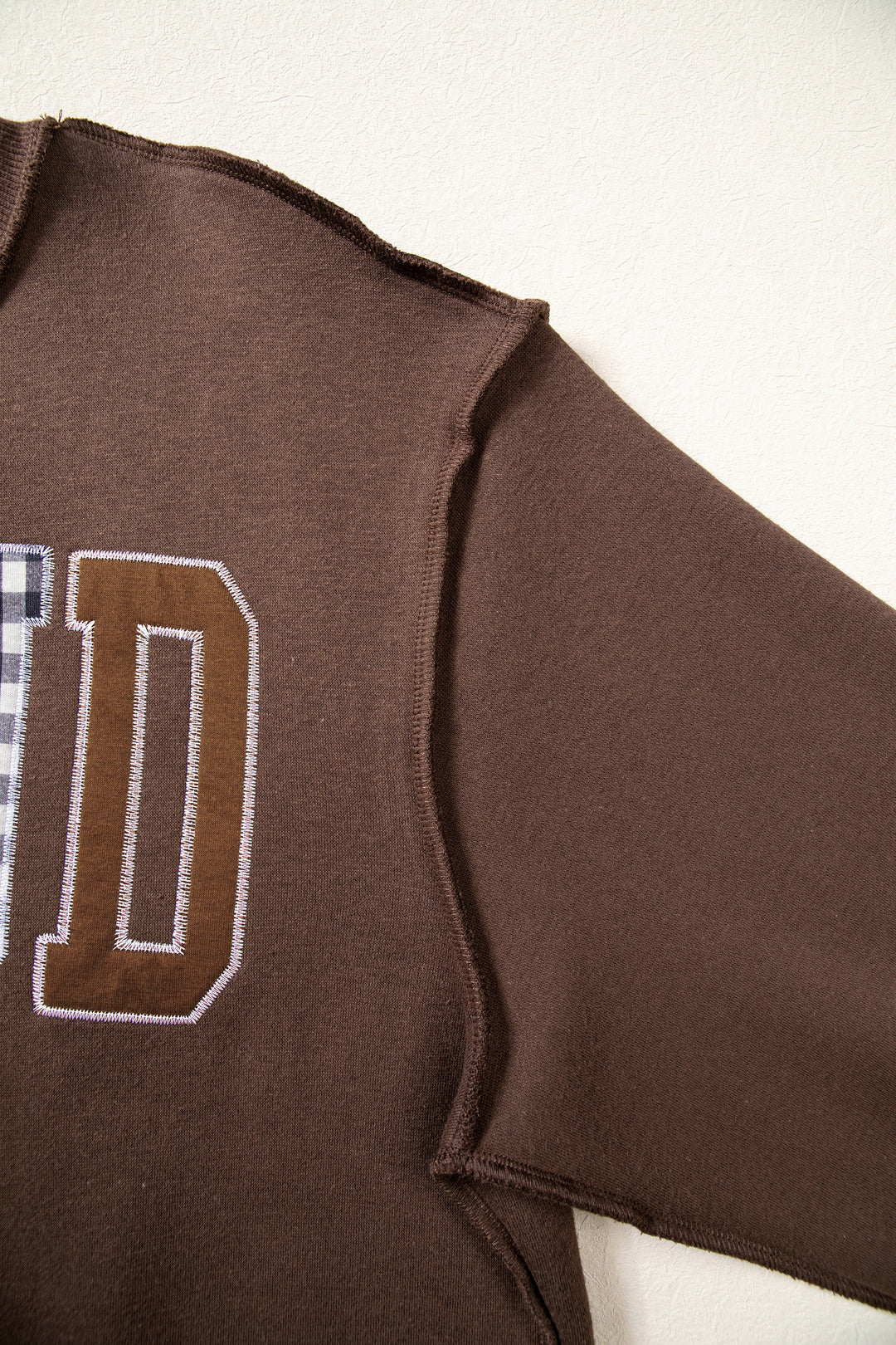 Coffee WWJD Mixed Pattern Embroidered Patch Graphic Mock Neck Sweatshirt