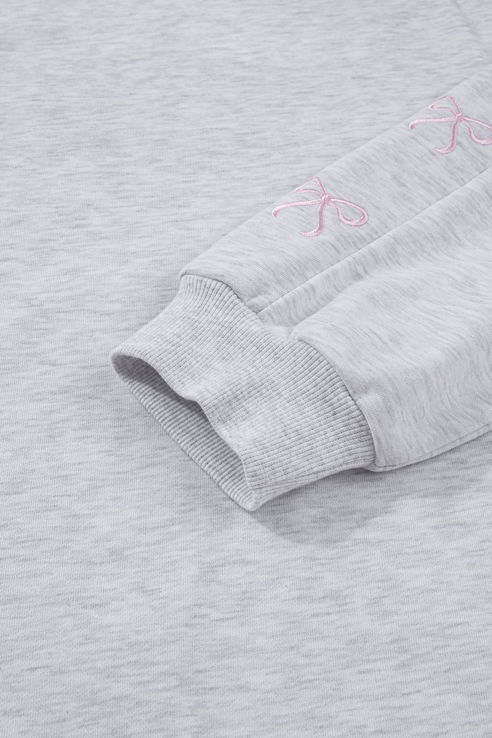 Light Grey Girly Bow Embroidered Pullover Loose Shorts Plus 2pcs Outfit