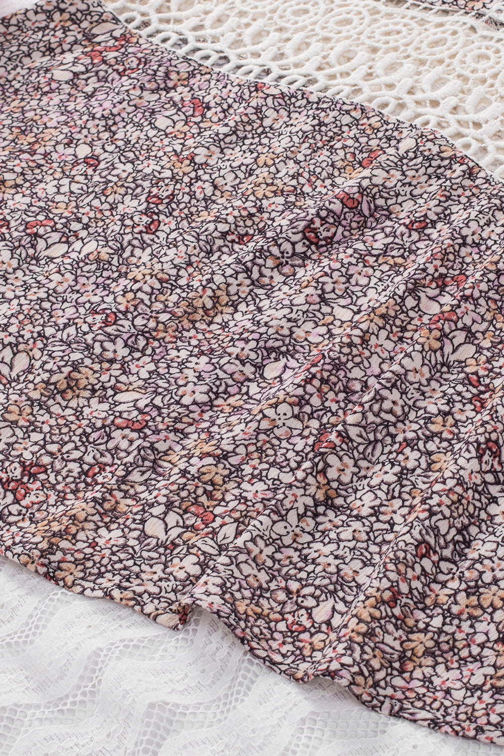 Floral Print Lace Crochet Spaghetti Strap Tank Top