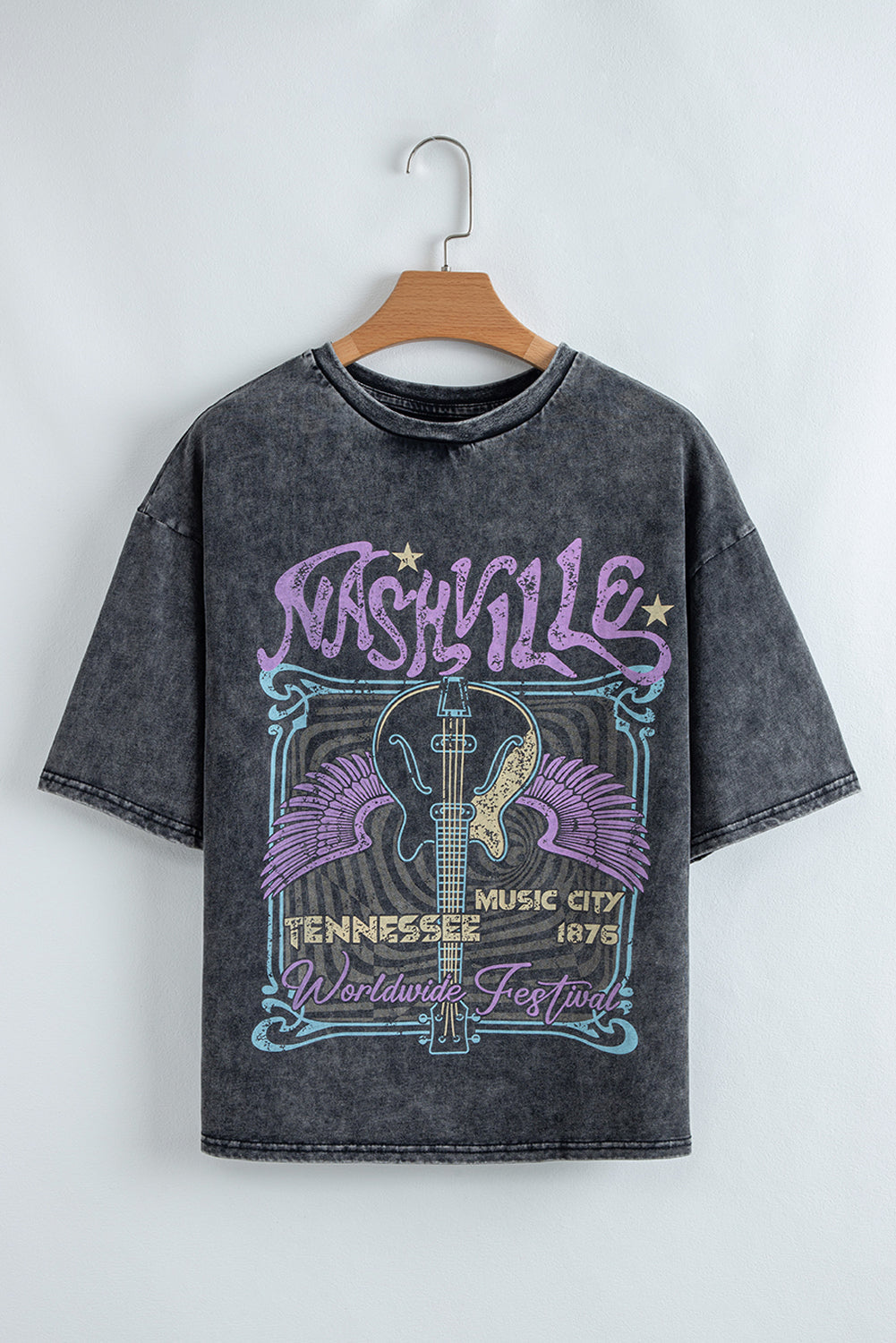 nashville tennessee graphic mineral washed vintage tee