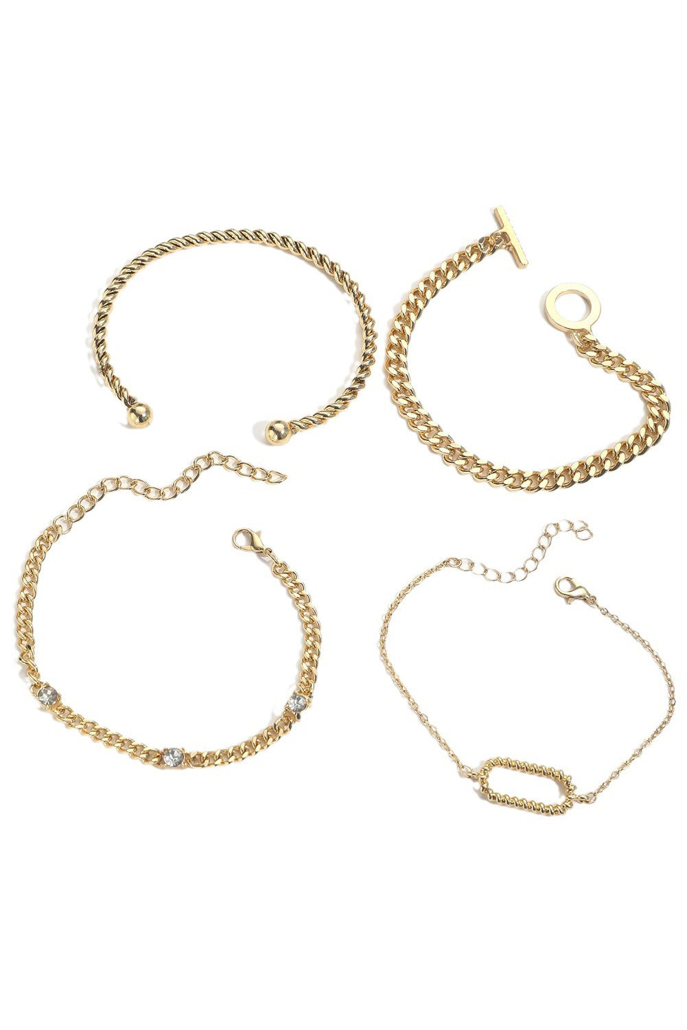 Bracelets à chaîne réglables torsadés avec décor en strass