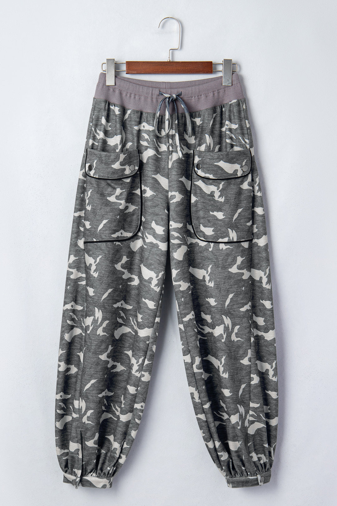 Multicolour Drawstring Contrast Waistband Camouflage Joggers Pants