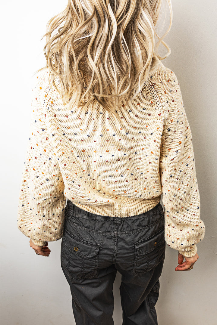Beige Geometric Print Button Front Regular Fit Cardigan