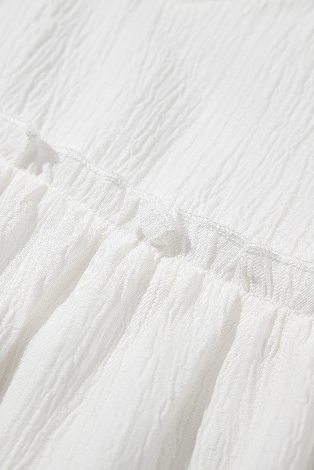 Textured Ruffled Trim V Neck Flutter Flowy Top