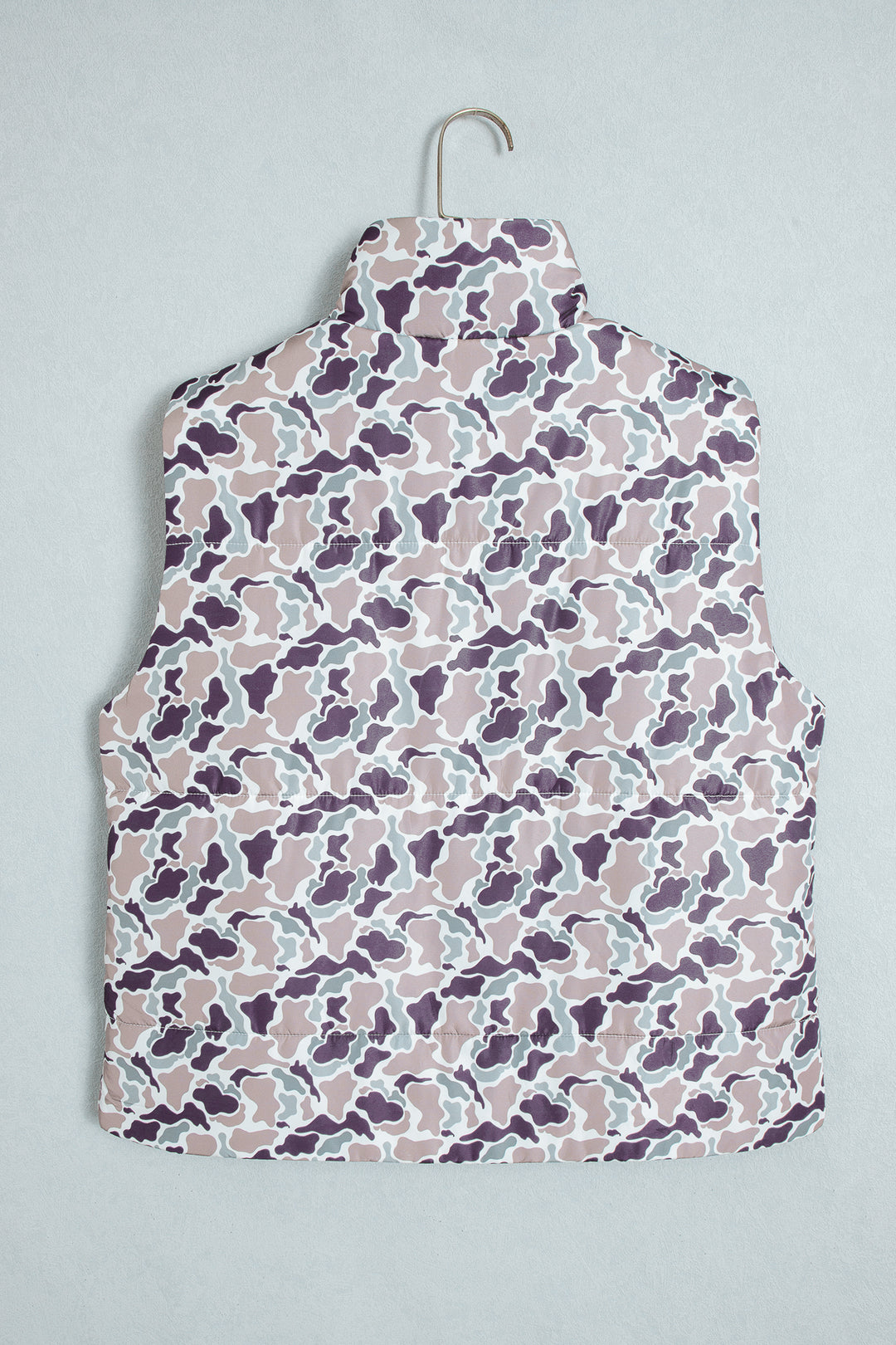 Multicolour Camouflage Puffer Zip-up Stand Neck Sleeveless Vest