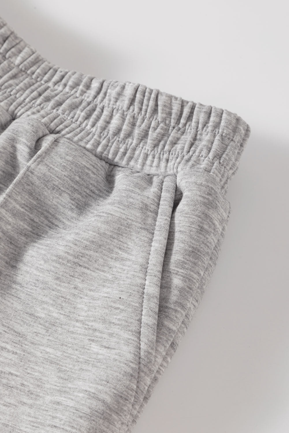 Light Grey Solid Zip Sailor Collar Pullover Athleisure Sweatpants 2pcs Set
