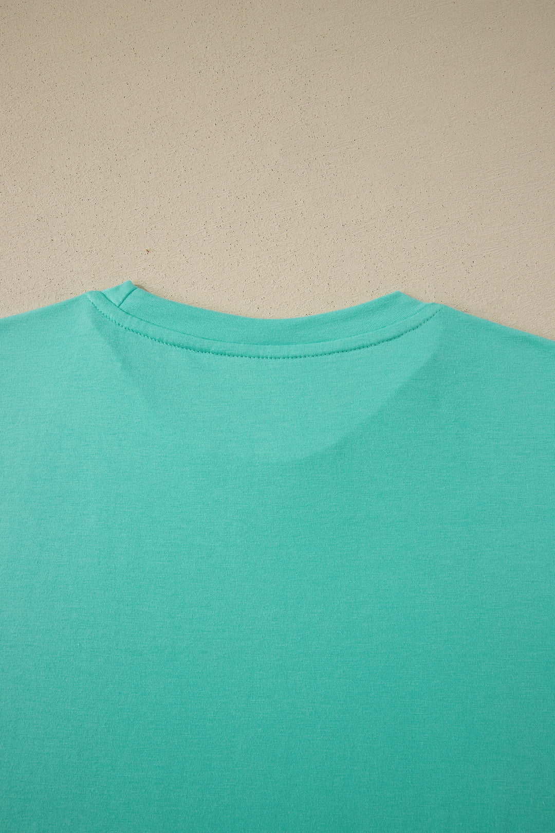 Mint Green Casual Plain Crew Neck Tee