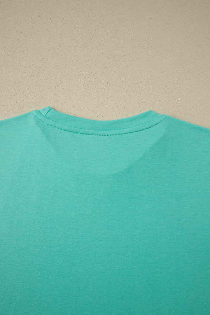 Mint Green Casual Plain Crew Neck Tee