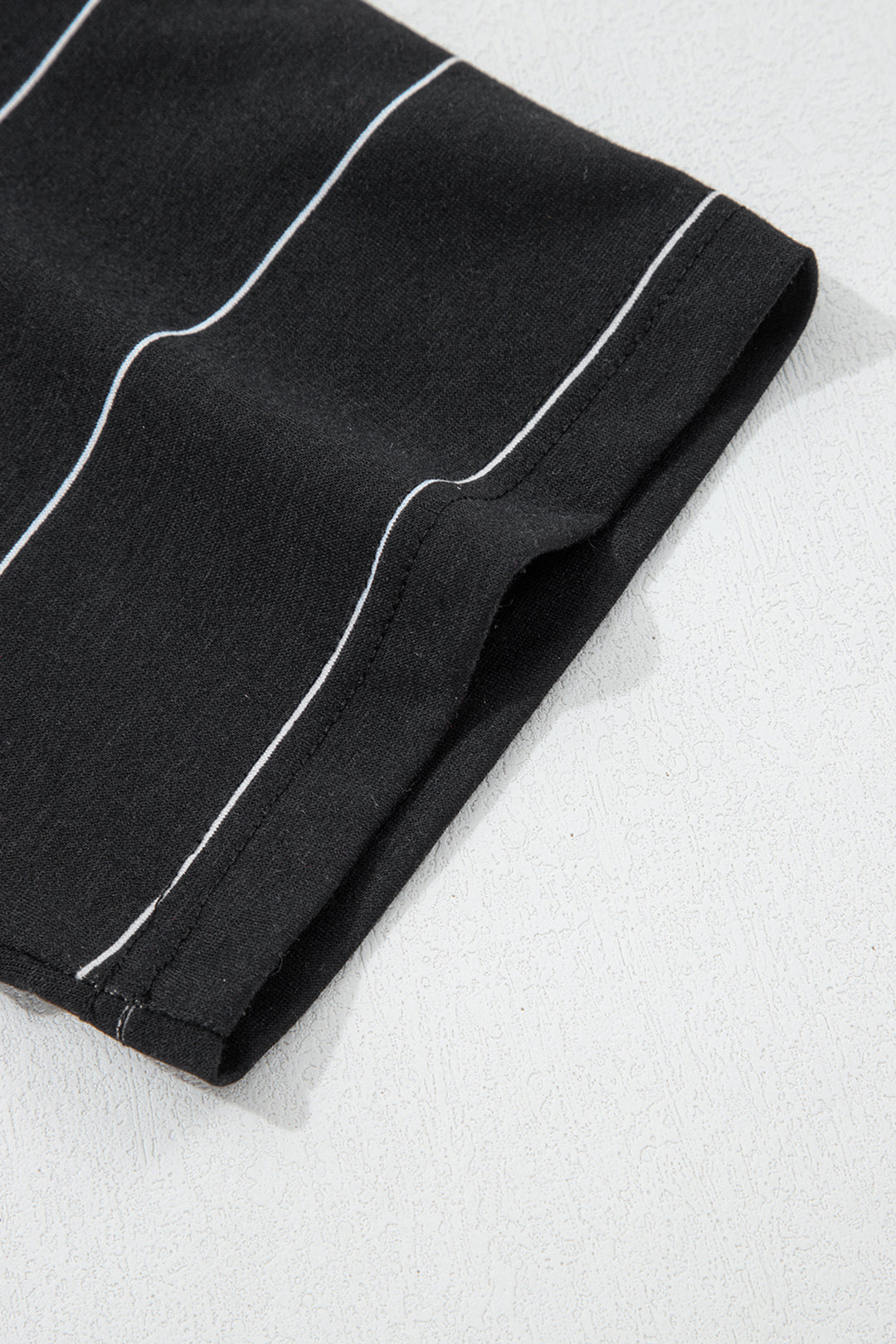 Black Stripe Half Sleeve Tee Drawstring Shorts 2pcs Set