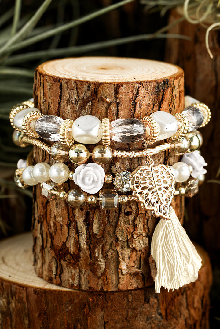 Böhmisches Lagenarmband mit Strassperlen und Fransen