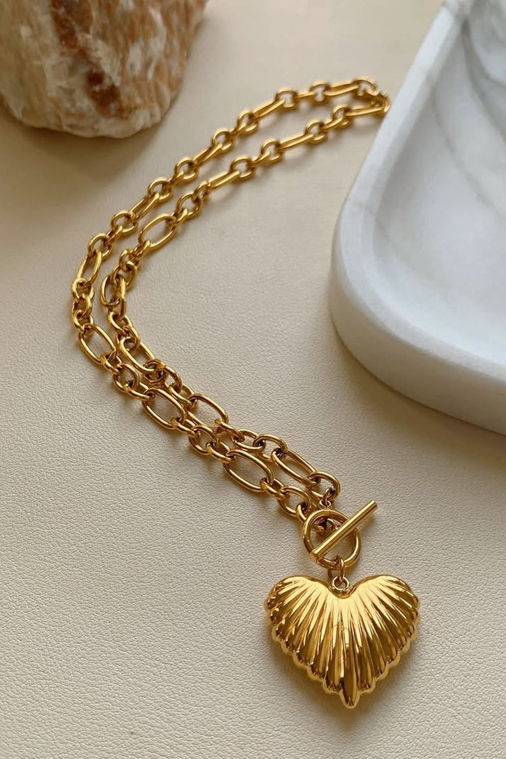 Plated Chunky Heart Bohemian Necklace