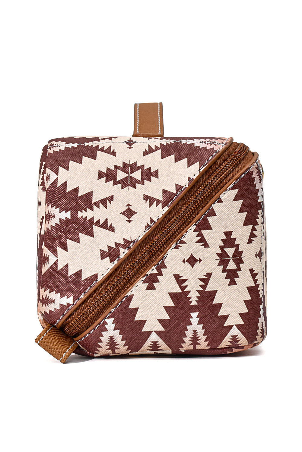 Geometric Braided Print Makeup Bag with Handle