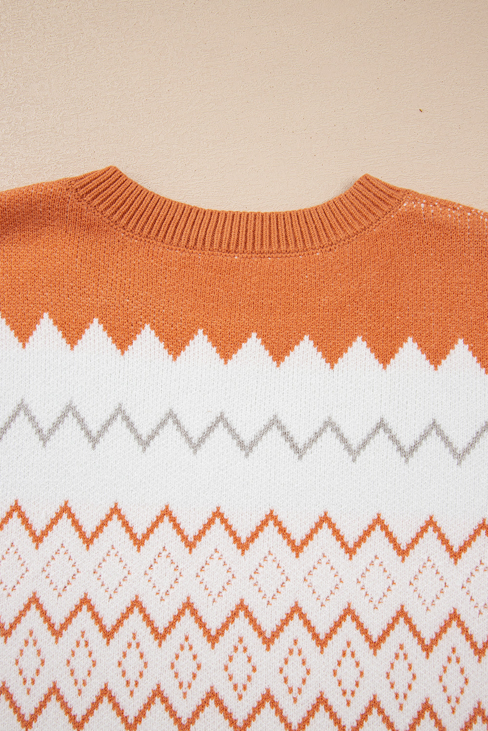 Zigzag Geometric Pattern Knitted Pullover Sweater