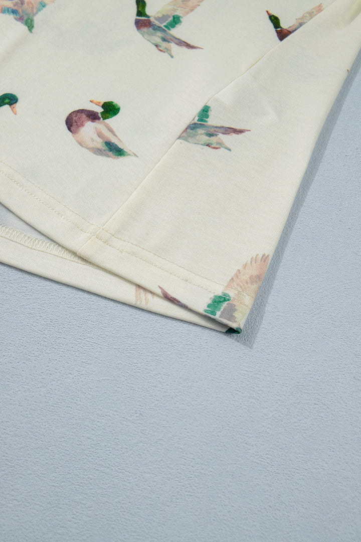 Beige Mallard Print Western Style Tank Top
