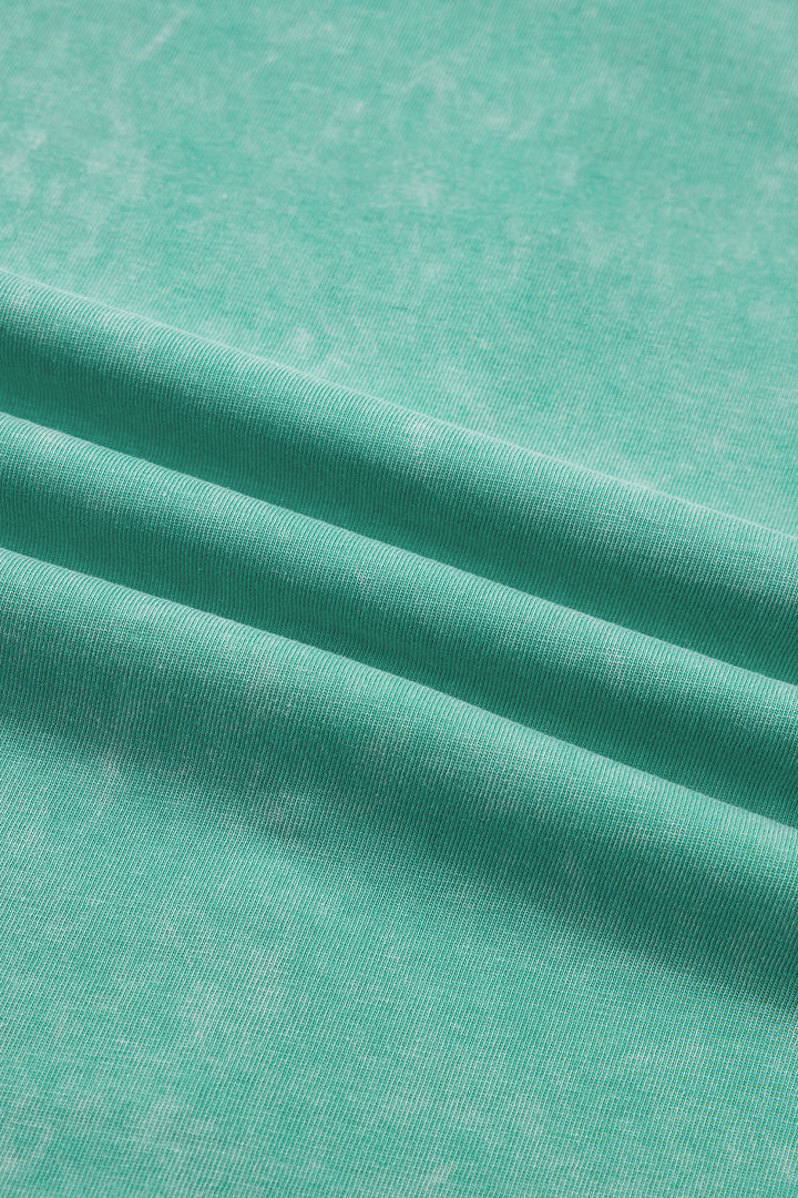 Mint Green Solid Color Cotton Mineral Washed Oversize Tee