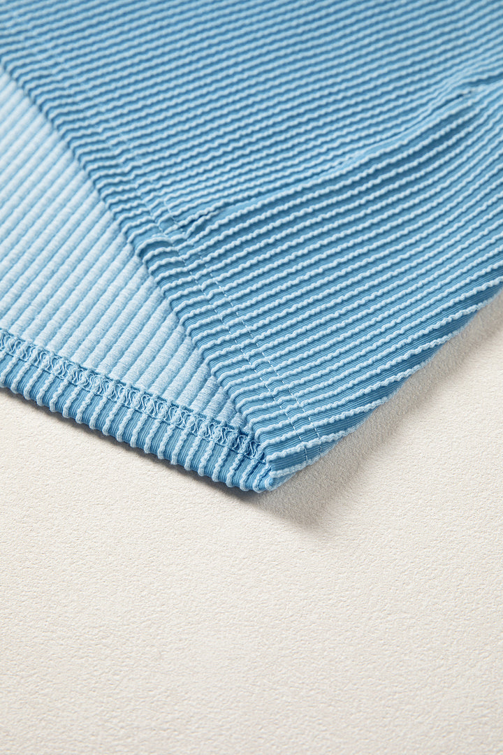 Beau Blue USA Graphic Half Sleeve Loose Ribbed Top