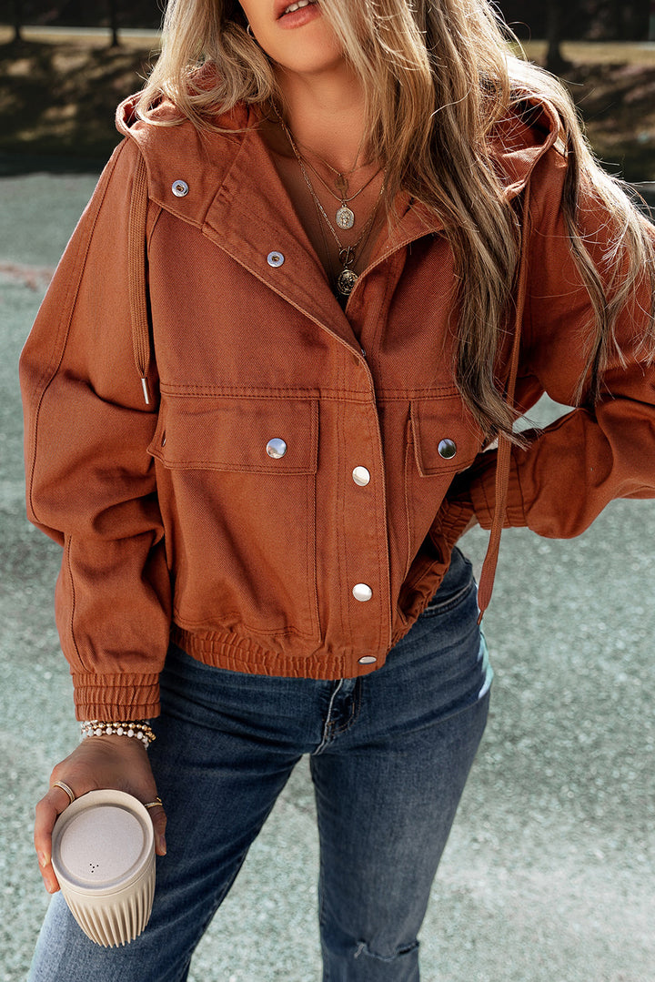 Jeansjacke mit Kapuze und elastischem Saum