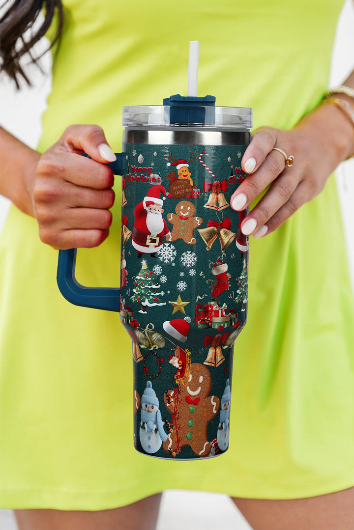 Gobelets en acier inoxydable avec poignée et imprimé de Noël, 1 134 ml