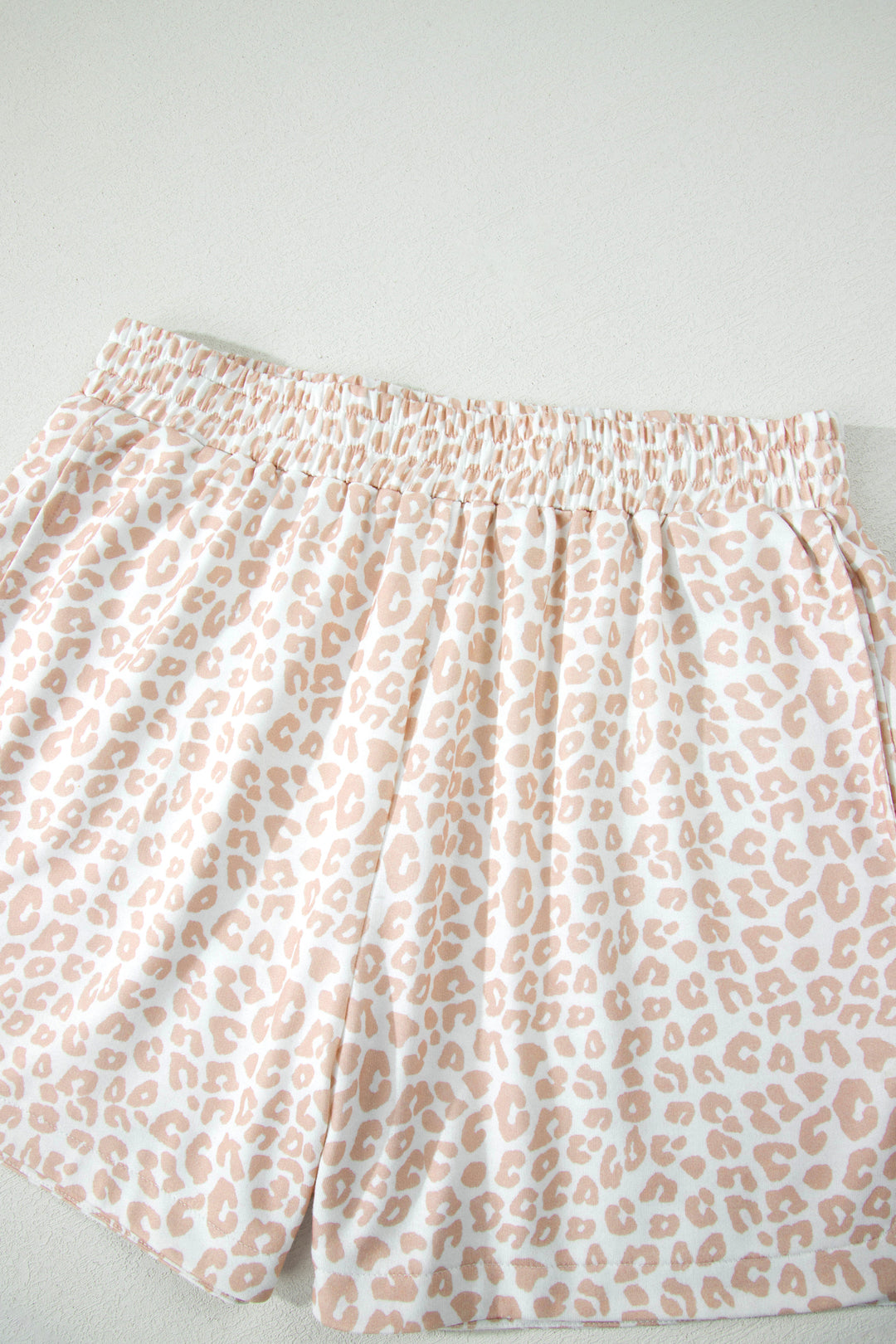 Beige Leopard Zip Polo Top 2pcs Short Set