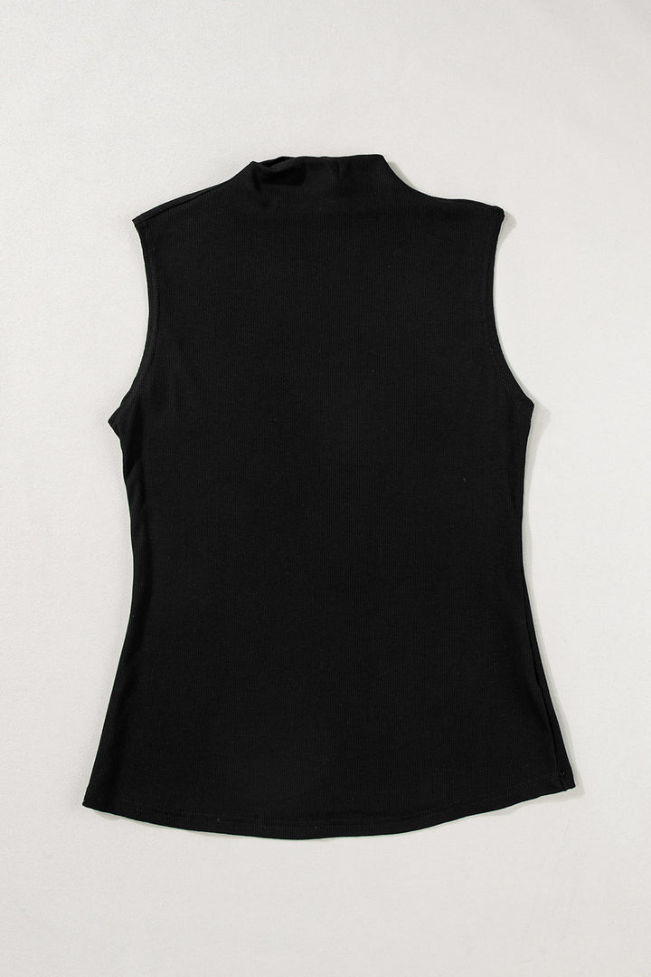 Solid Mock Neck Tank Top
