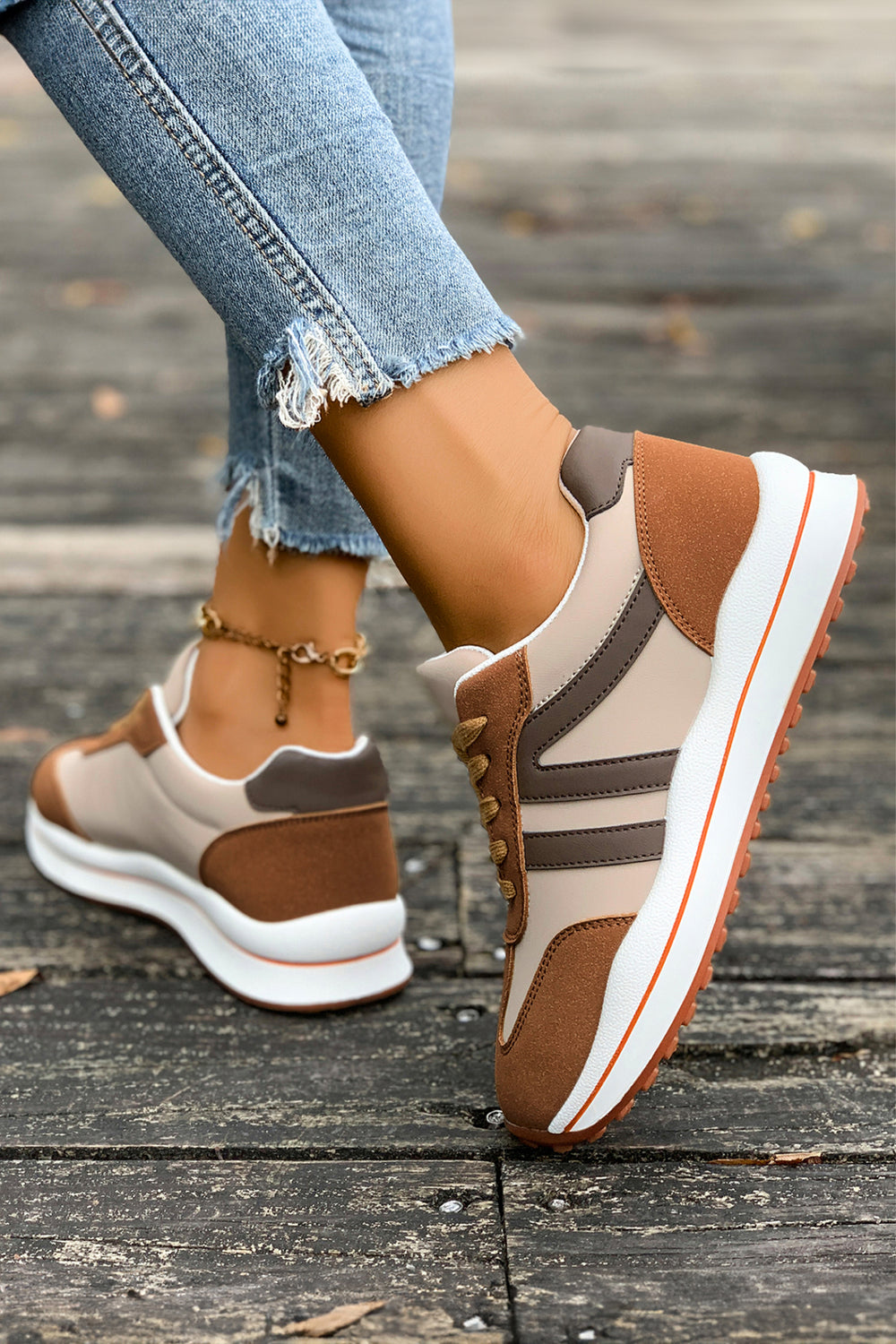 Varsity Color Block Patchwork Lace-up PU??Leather Sneakers