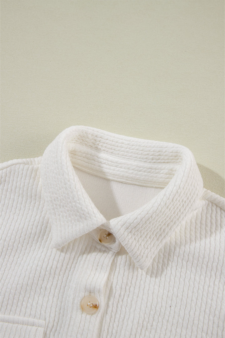 Solid Color Corduroy Buttoned Long Sleeve Jacket