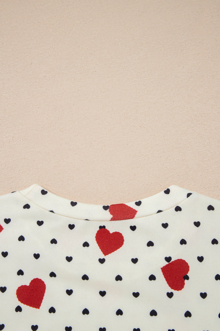 Beige Flower Heart Festive Valentine Blouse
