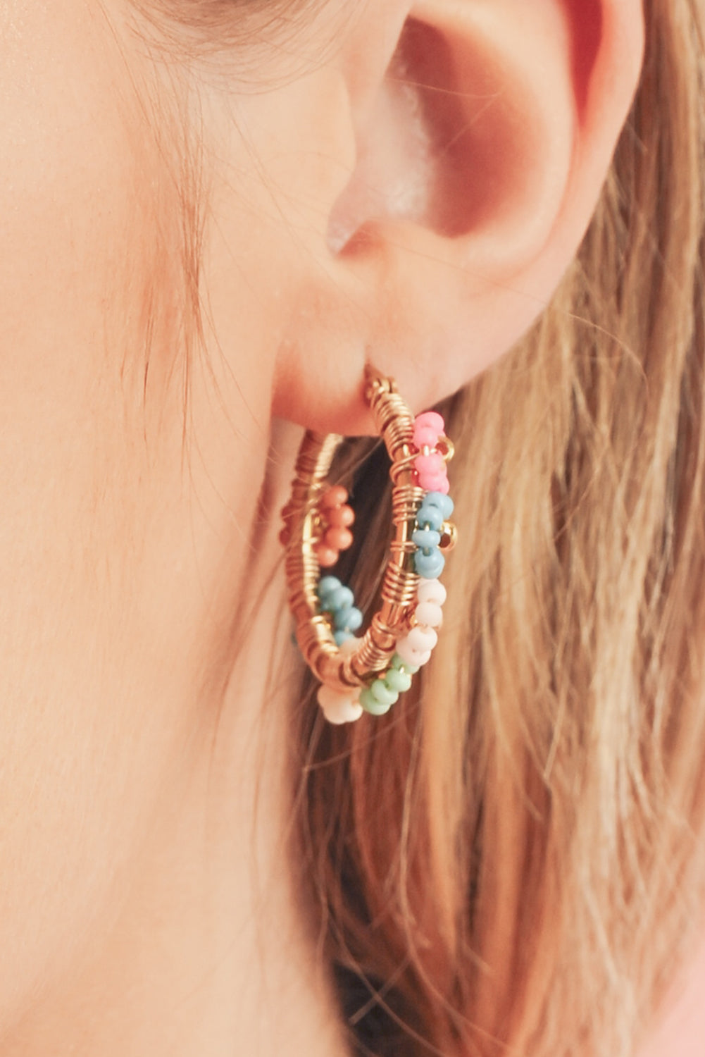 Colorful Flower Hoop Earrings