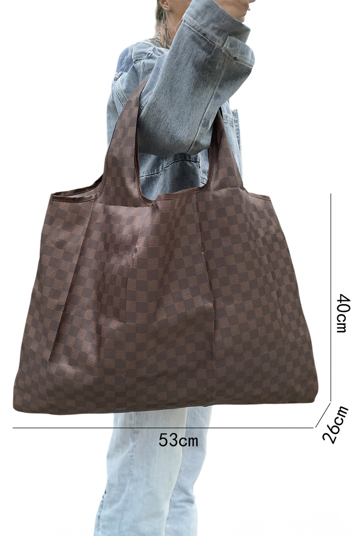 Trendy Checkered Pattern Large Portable Tote Bag