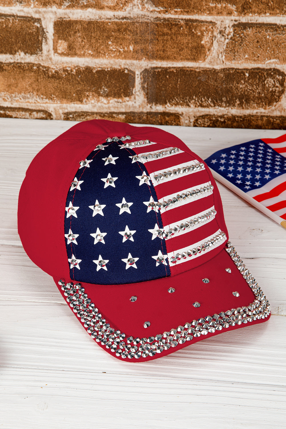 Baseballkappe mit amerikanischer Flagge und Strassdekor