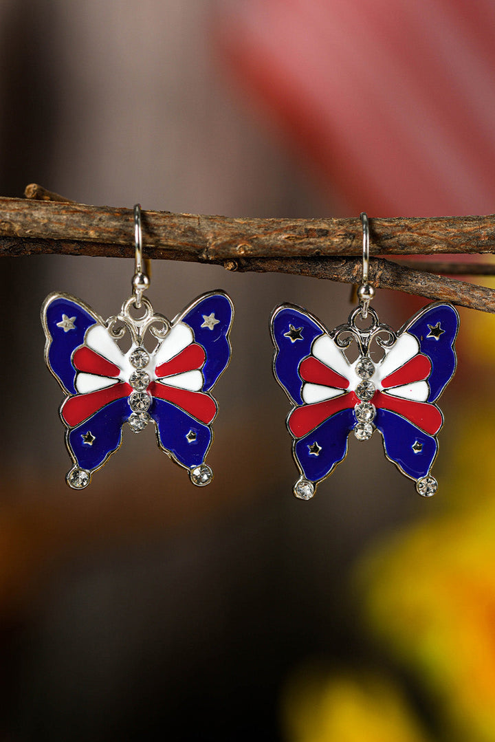 Boucles d'oreilles à crochet en forme de papillon à imprimé étoiles et rayures