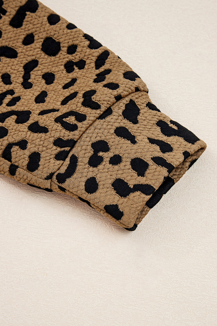 Leopard Print Quarter Zip Sweatshirt