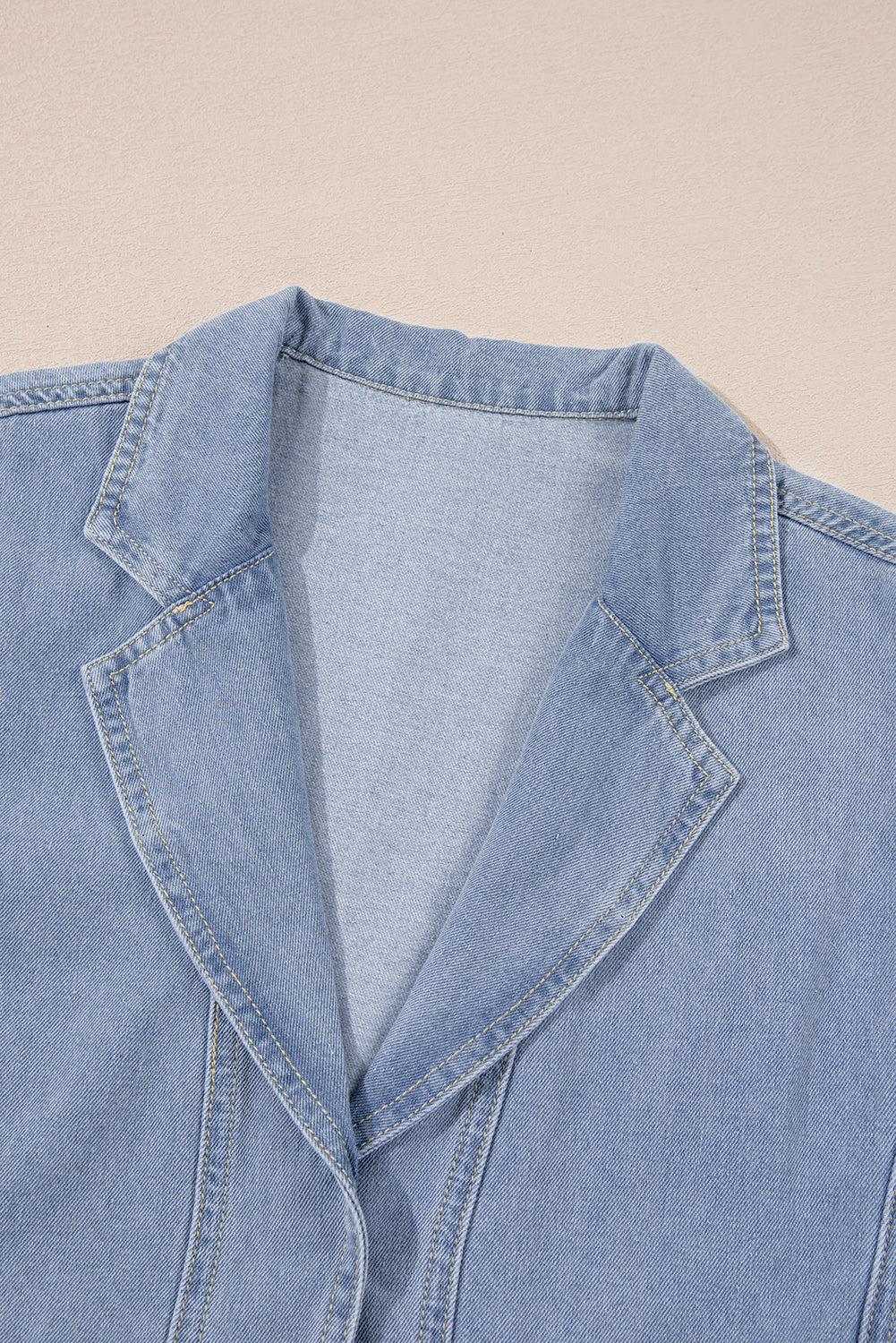 Lapel Neck Cap Sleeve High Waist Denim Babydoll Dress