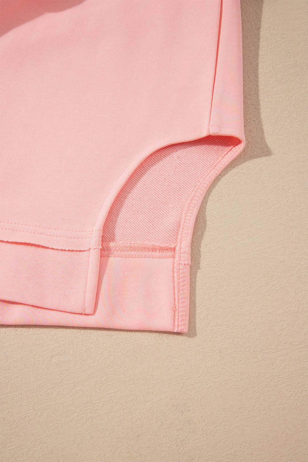 Pink Colorblock Striped Patchwork Raw Detail Long Sleeve Top