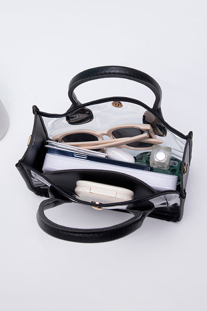 PVC PU Leather Patchwork Chain Strap Shoulder Bag