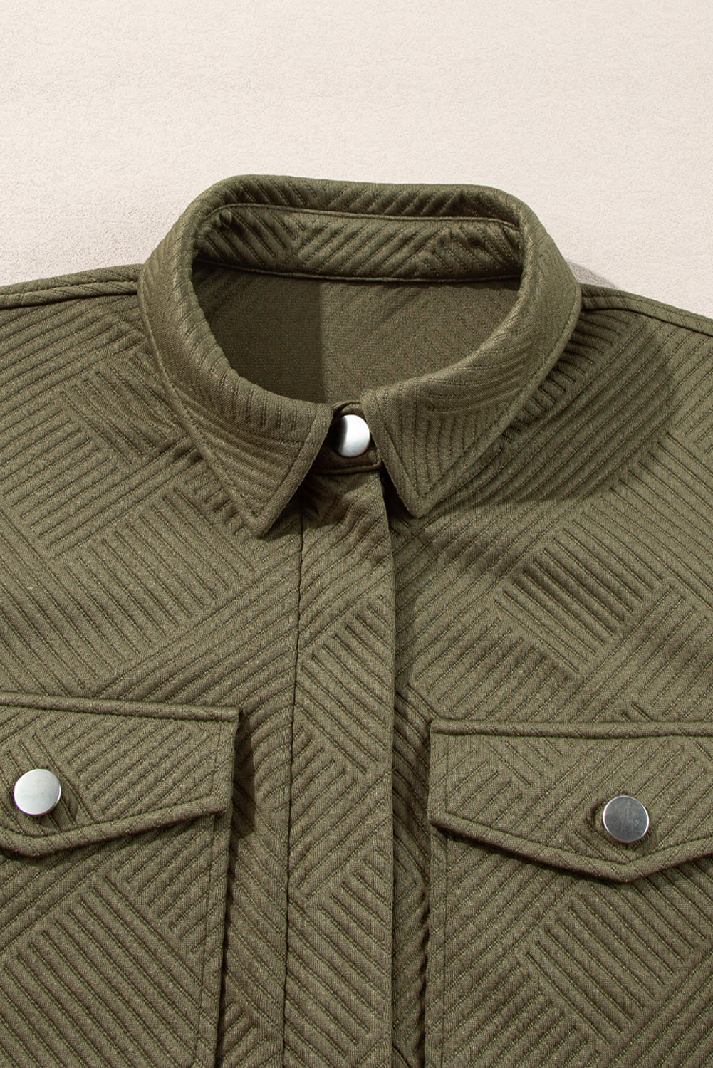 Blackish Green Zip Up Button Flap Pocket Shirt Collar Jackets