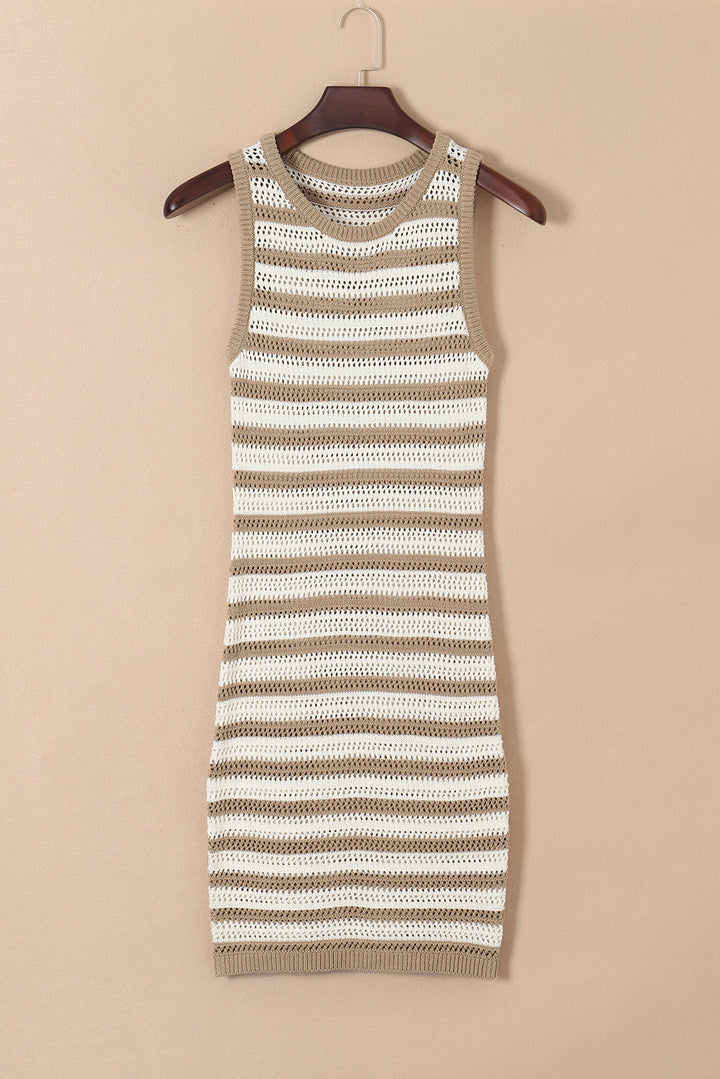 Hollowed Knit Sleeveless Sweater Dress