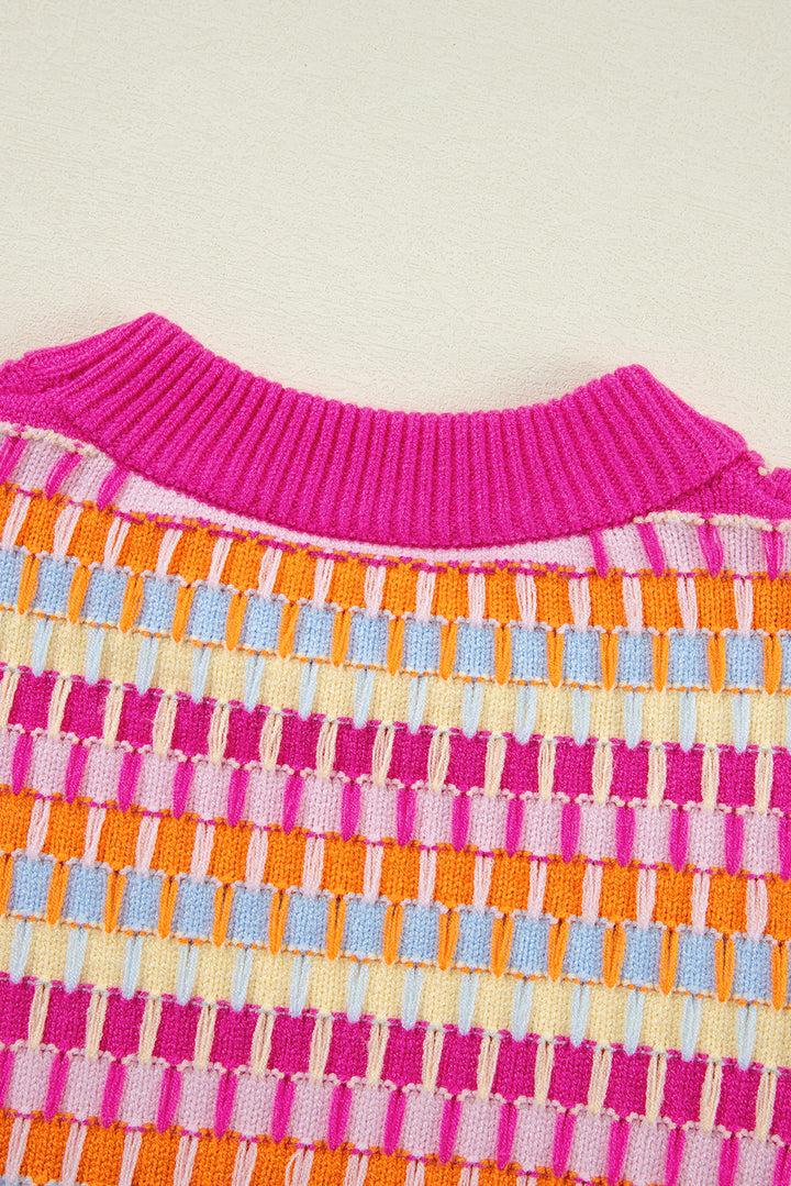 Striped Knitted Short Sleeve Sweater Top