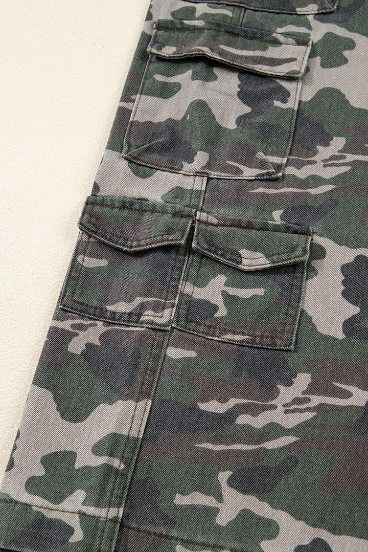 Green Camo Cargo Wide Leg Pants