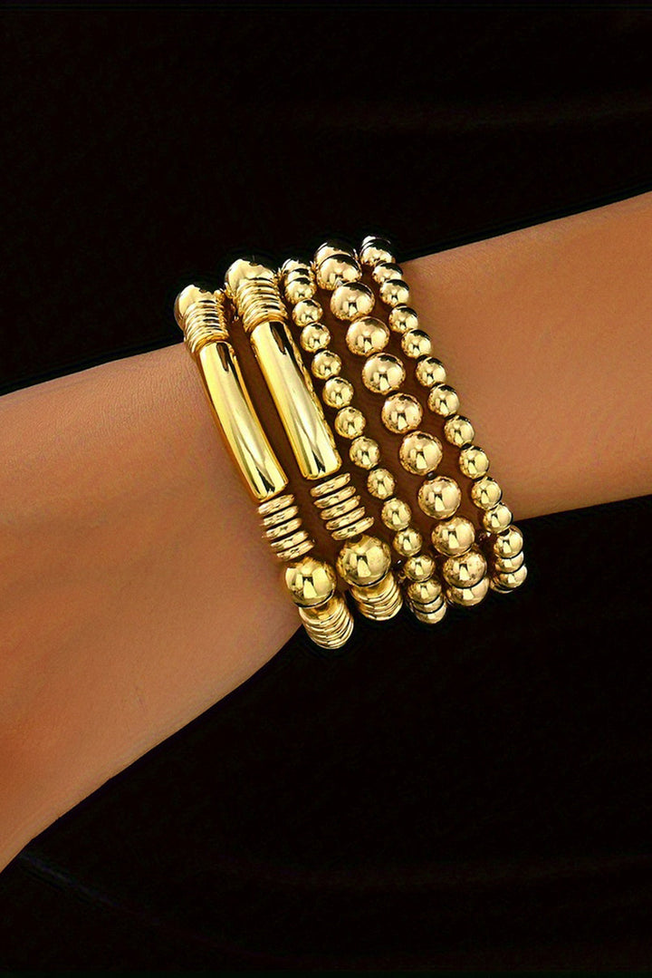 Elastisches Armbandset mit Perlen und mehrlagiger plattierter Legierung