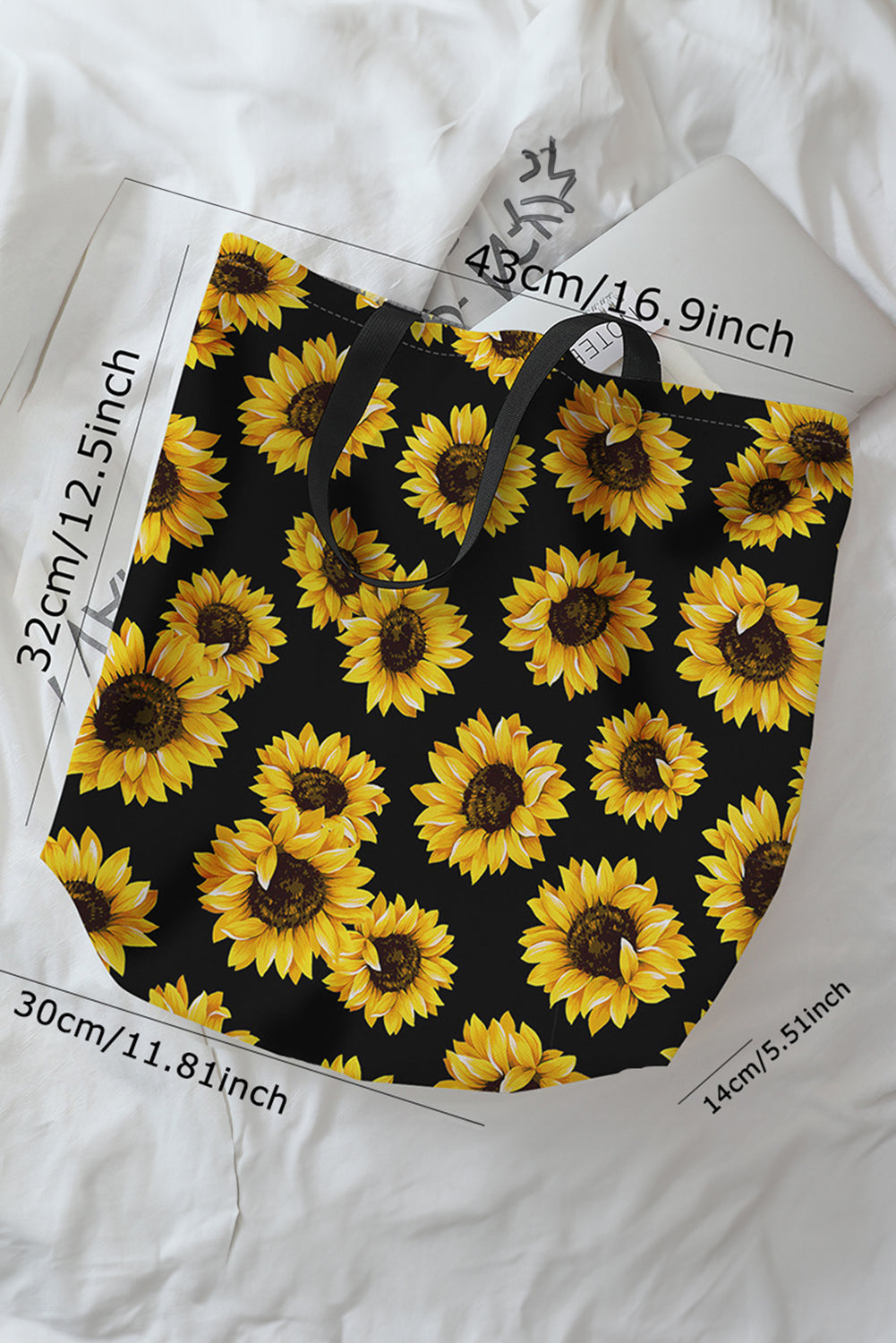 Tragetasche aus Canvas mit Sonnenblumen-Digitaldruck