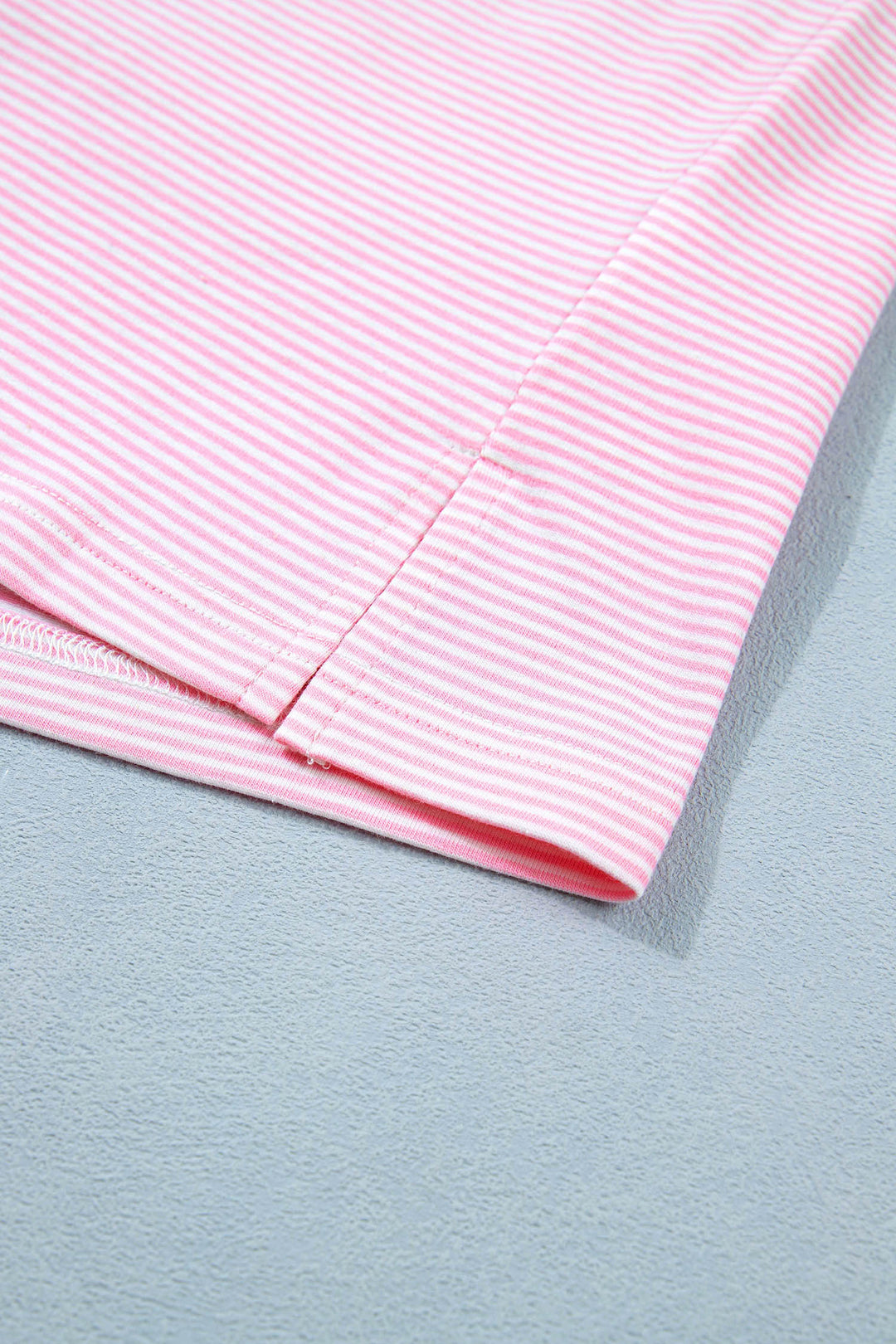 Pink Stripe Matching Oversized Tee and Drawstring Shorts Set