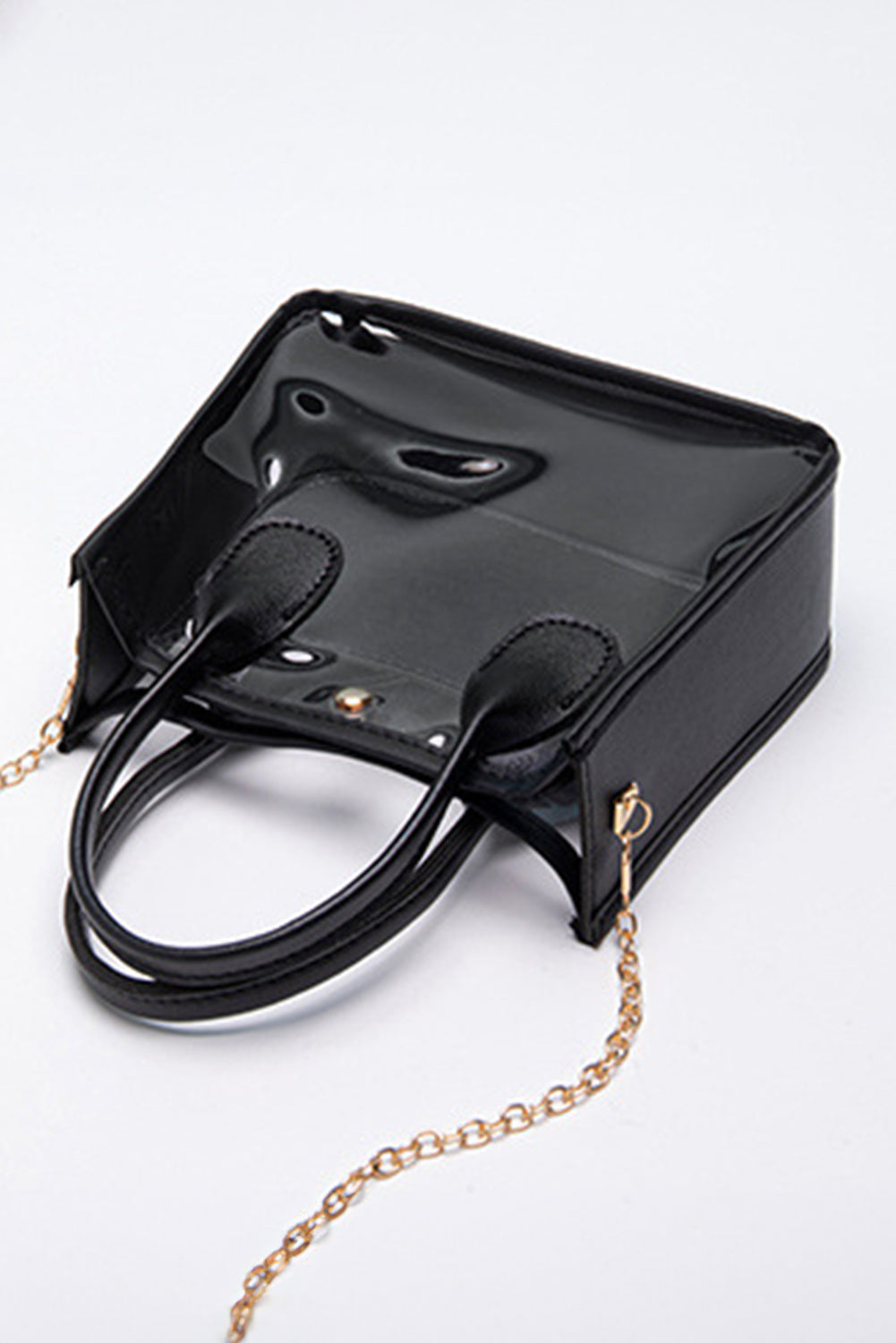 PVC PU Leather Patchwork Chain Strap Shoulder Bag