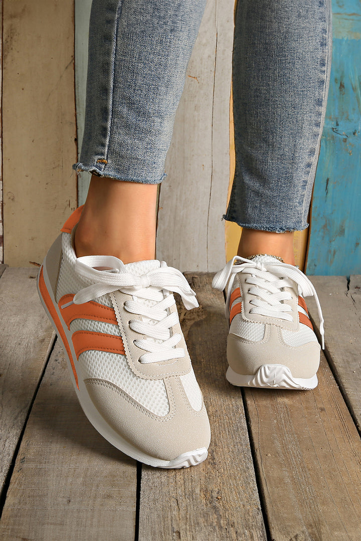Color Block Patchwork Breathable Lace-up Sneakers