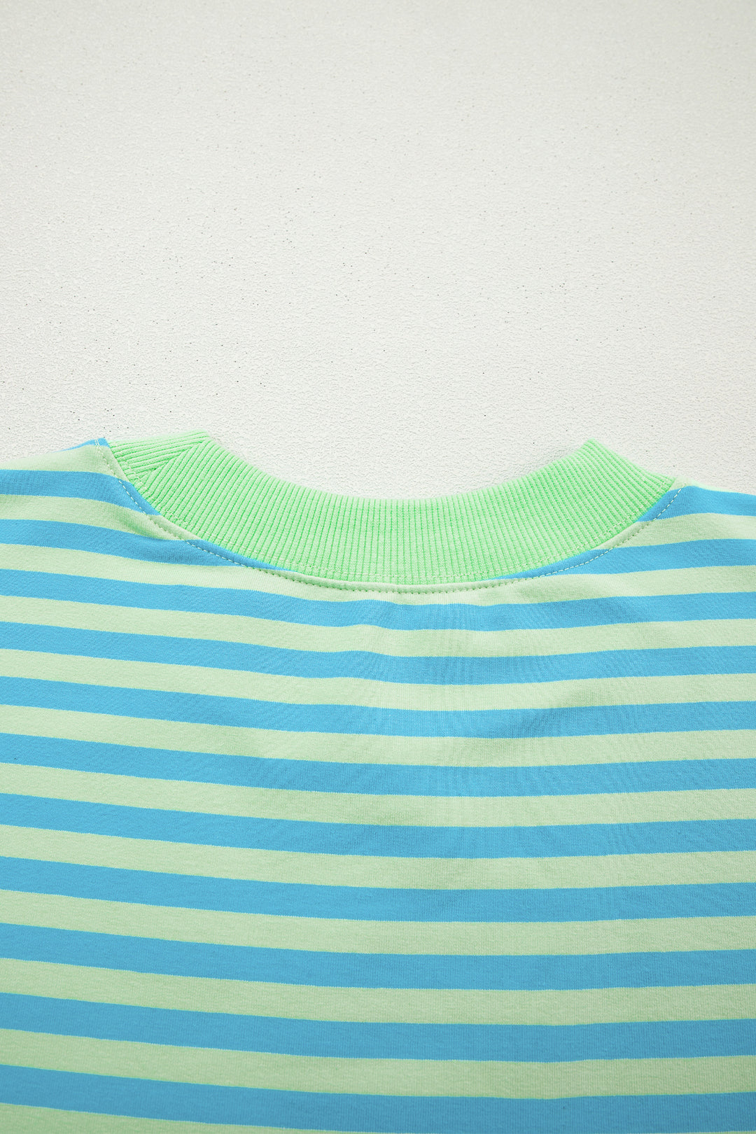 Green Stripe Color Block Detail Long Sleeve Pullover Elastic Waist Pull On Shorts 2pcs Set